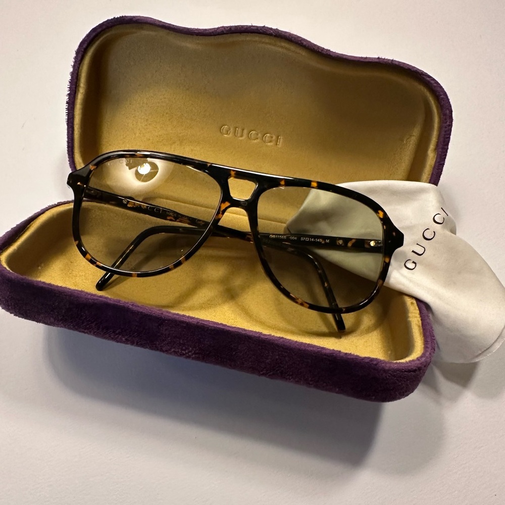 Gucci Brown Tortoise Aviator Sunglasses